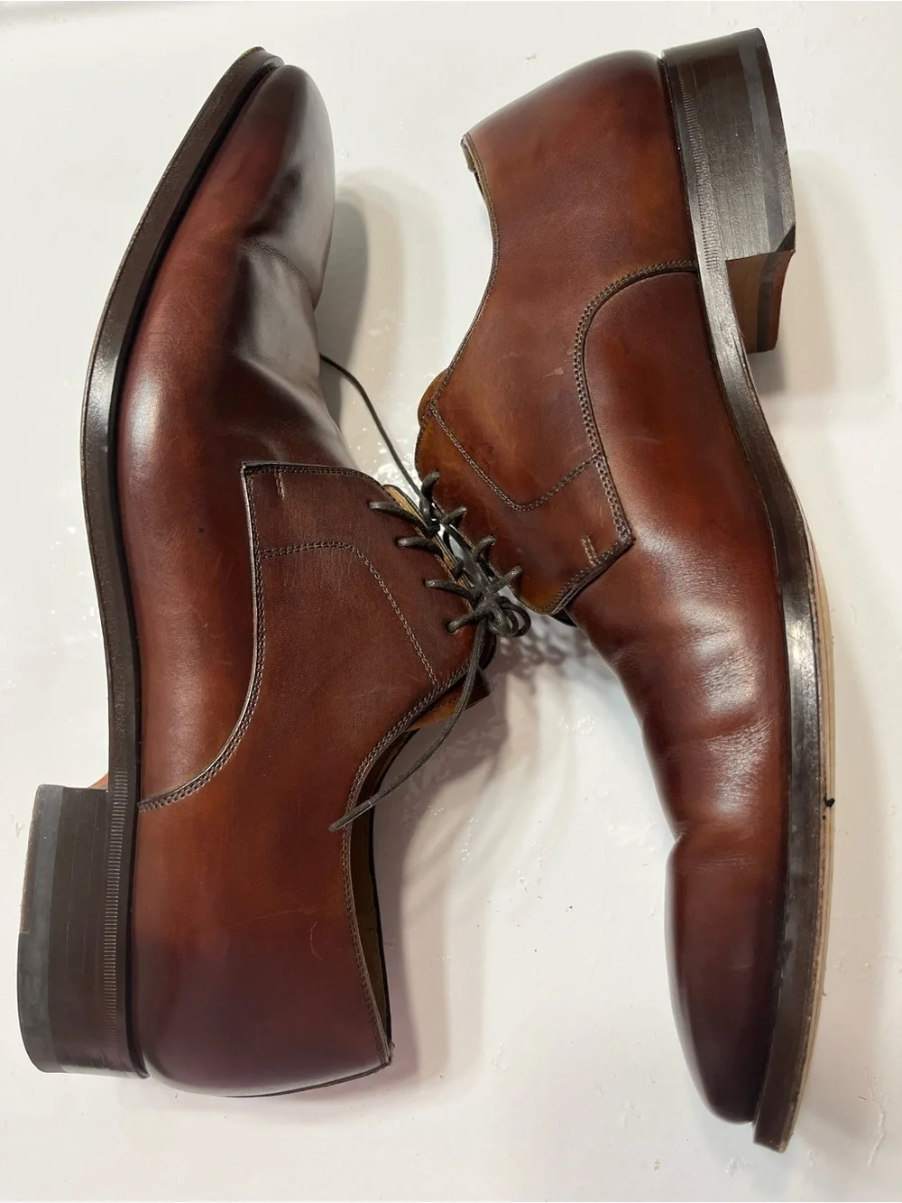 Magnanni Brown Leather Derby Oxfords